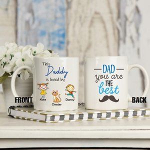 MUG FATHER'S DAY DAD WITH KIDS - PERSONALIZED MUG l 12 oz l DAD BIRTHDAY